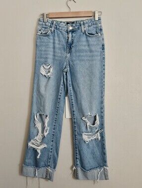 Forever 21 Kids Cuffed Distressed Denim Light wash Jeans Size 11/12